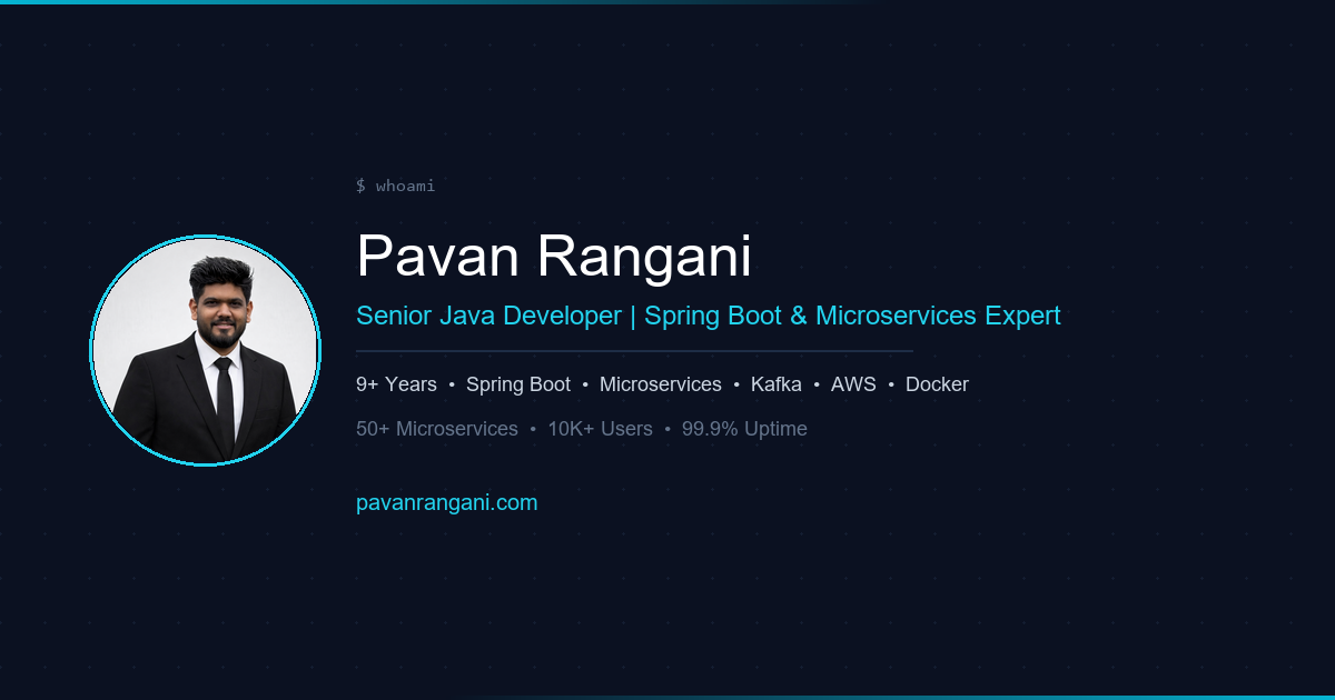 Pavan Rangani — Senior Java Developer | Spring Boot & Microservices Expert